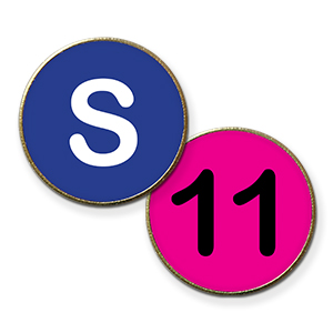 AP15IN - Metal printed badge Initials & numbers