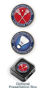 MP15  Racket, Bat, Club, Stick  Sports badges 2 lines text