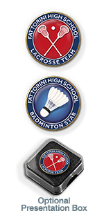 MP15  Racket, Bat, Club, Stick  Sports badges 2 lines text