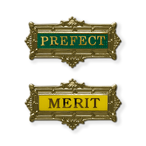 S8 - Enamel badge. PREFECT or MERIT, , 4 standard and 14 non-standard colours