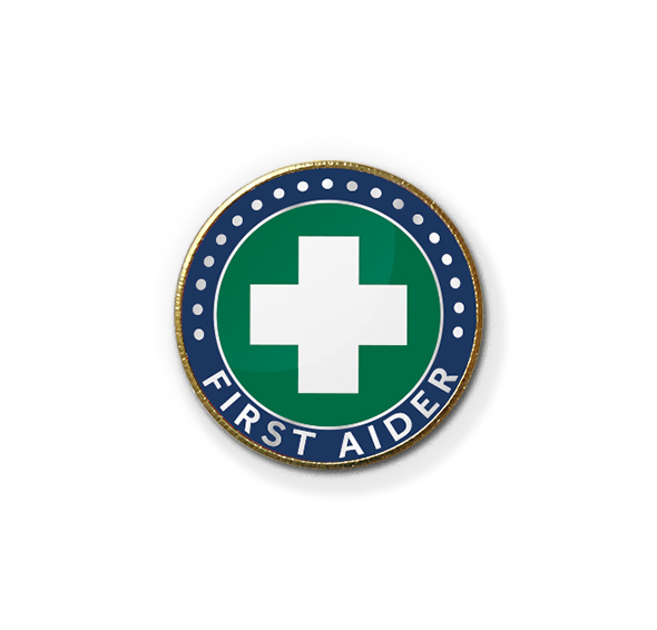 MP15 - Metal printed badge - First Aider