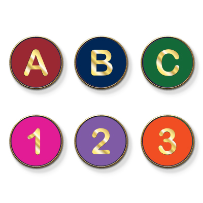 MP3IN - Metallic Printed badge - Initials & numbers, Gold text