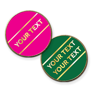 MP15- Metallic Printed badge - 1 or 2 lines of your text, Gold lettering