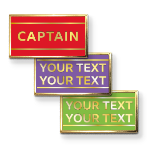 MP18 - Metallic Printed badge - 1 or 2 lines of your text, gold lettering