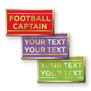 MP18 - Metal printed badge - 2 lines of your text, Gold lettering